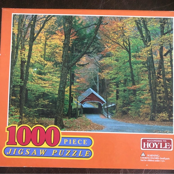 Hoyle Jigsaw Puzzle;  Covered Bridge In Fall, Model#5600-SCE, 1000 pieces - Picture 2 of 7